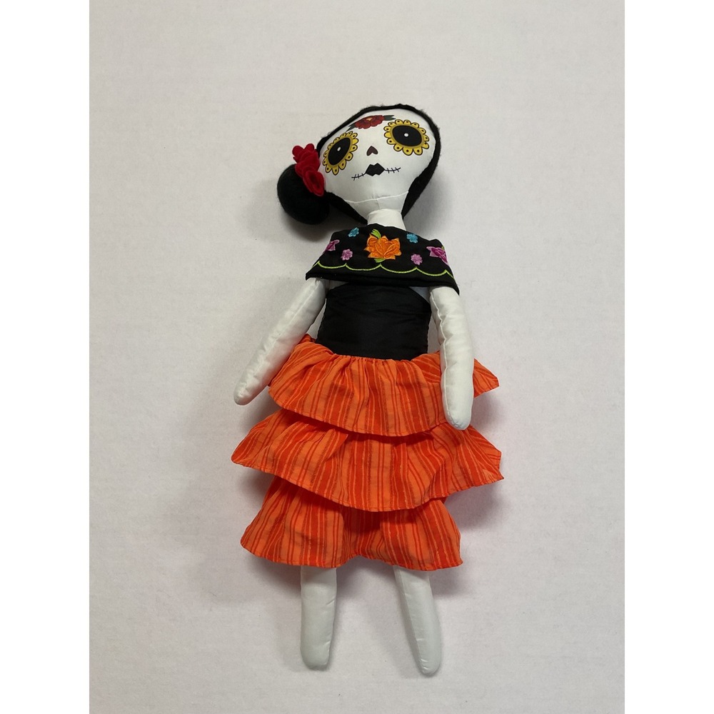 Debi Lilly Day of the Dead Doll Fiesta Sugar Skull Sitting Plush 21 Inch Decor - Picture 2 of 4
